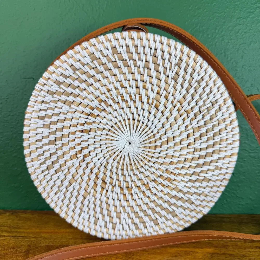 Vintage Round Rattan Bag Bali Boho Crossbody